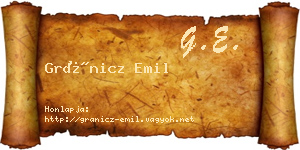 Gránicz Emil névjegykártya